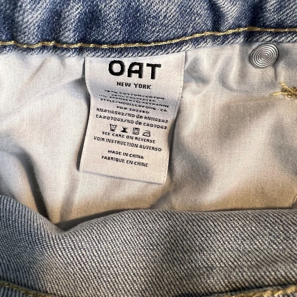 Oat New York High Rise Wide Leg Raw Hem Jeans Womens 30 Fits 32x28 Denim - Picture 3 of 9